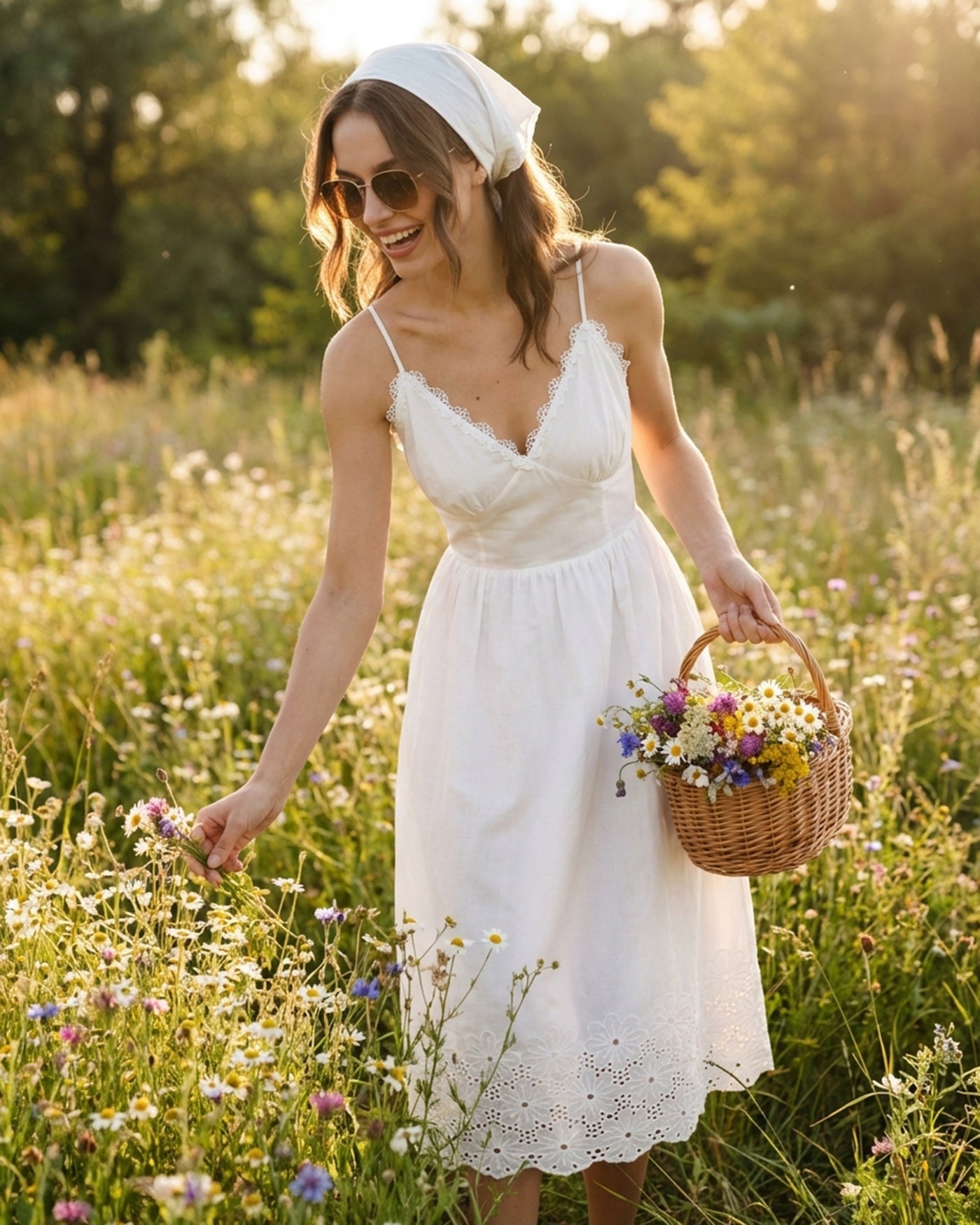 Vestido Slip Midi de Renda Branco com Alças Cruzadas em X
