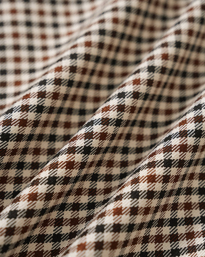Blusa Xadrez com Decote Quadrado — Café