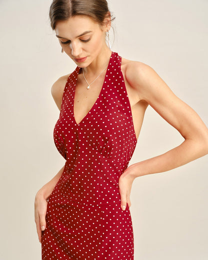 Top cami frente-única vermelho com estampa de poás