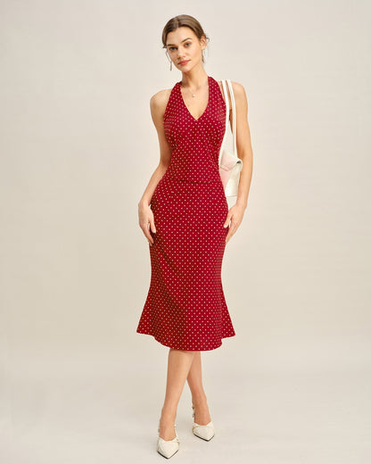 Top cami frente-única vermelho com estampa de poás