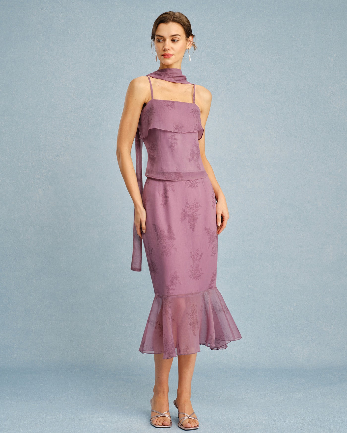 Top Cami Roxo com Decote Quadrado e Amarração