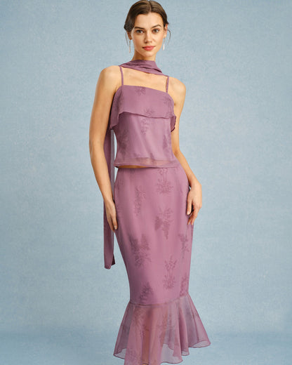 Top Cami Roxo com Decote Quadrado e Amarração