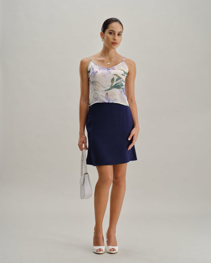 Green Floral Backless Camisole
