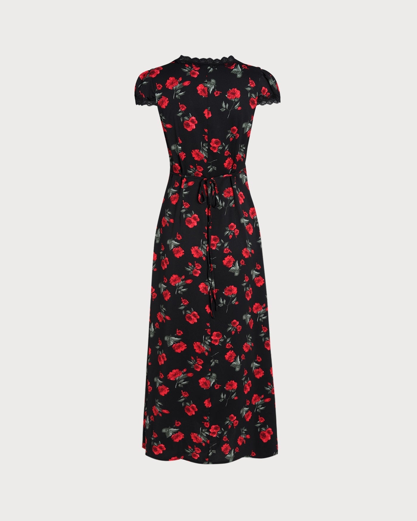 Vestido Longo Floral Preto com Decote em V