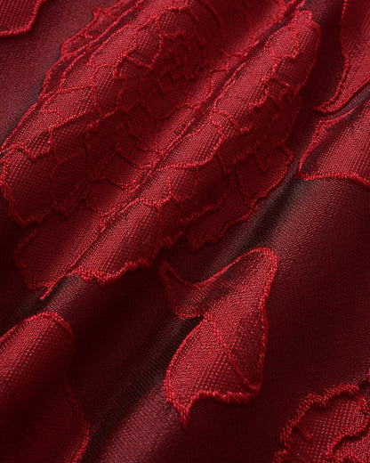 Vestido longo em jacquard vermelho