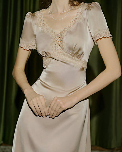 Vestido Longo Túnica de Renda — Damasco