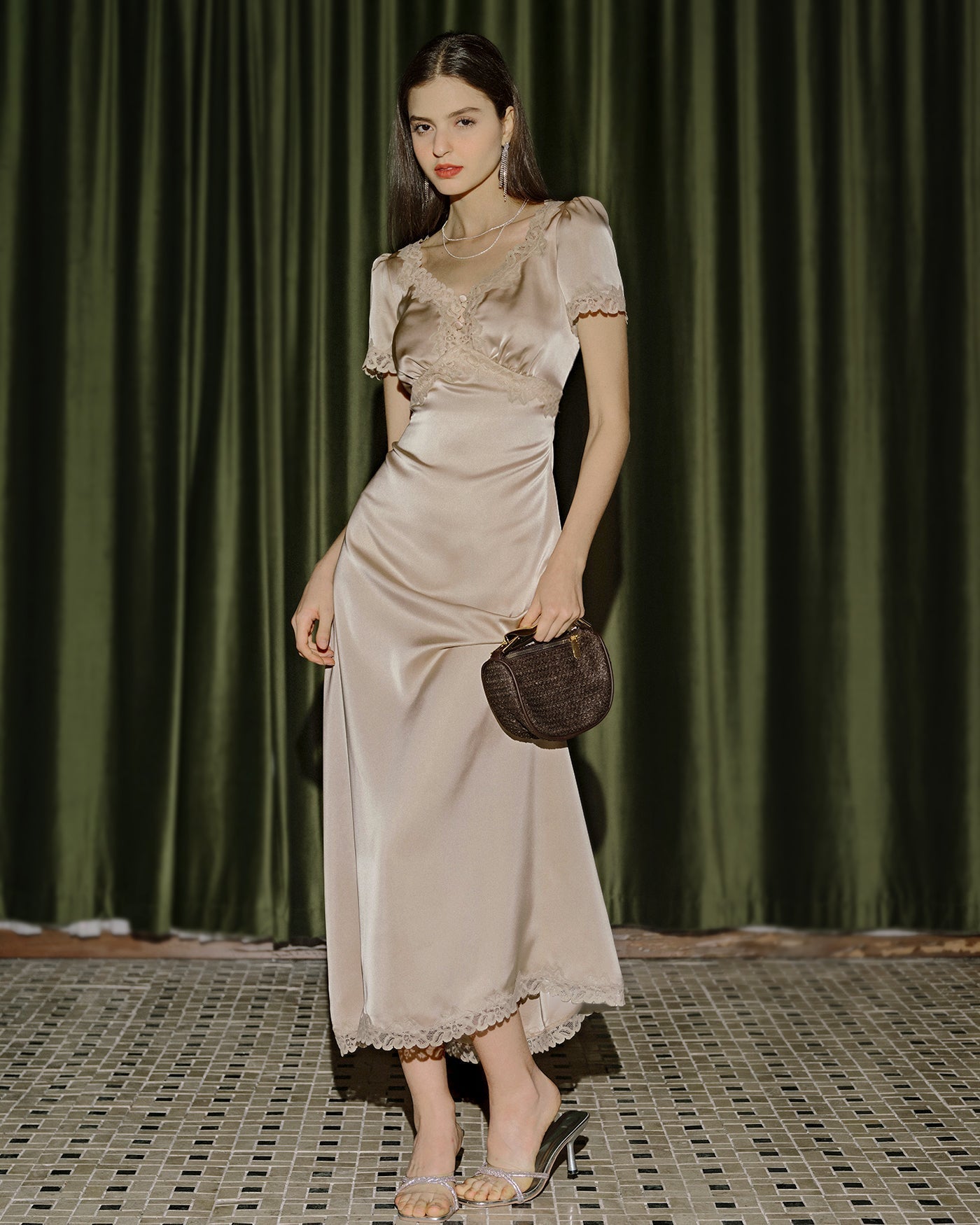 Vestido Longo Túnica de Renda — Damasco
