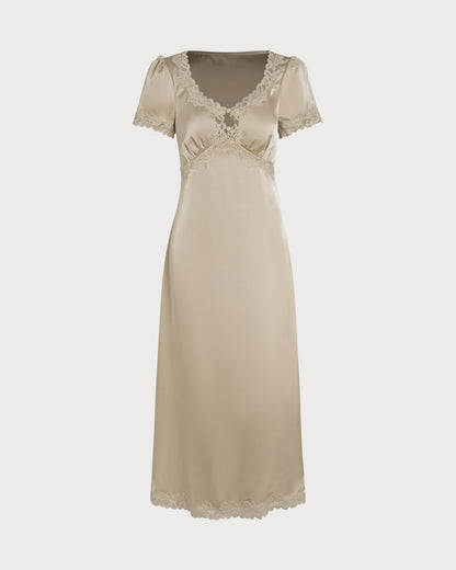 Vestido Longo Túnica de Renda — Damasco