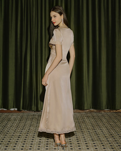 Vestido Longo Túnica de Renda — Damasco