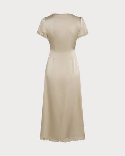 Vestido Longo Túnica de Renda — Damasco