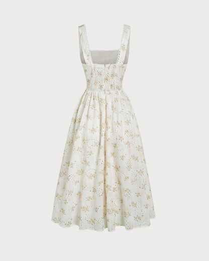 Vestido Midi Floral Amarelo com Franzidos