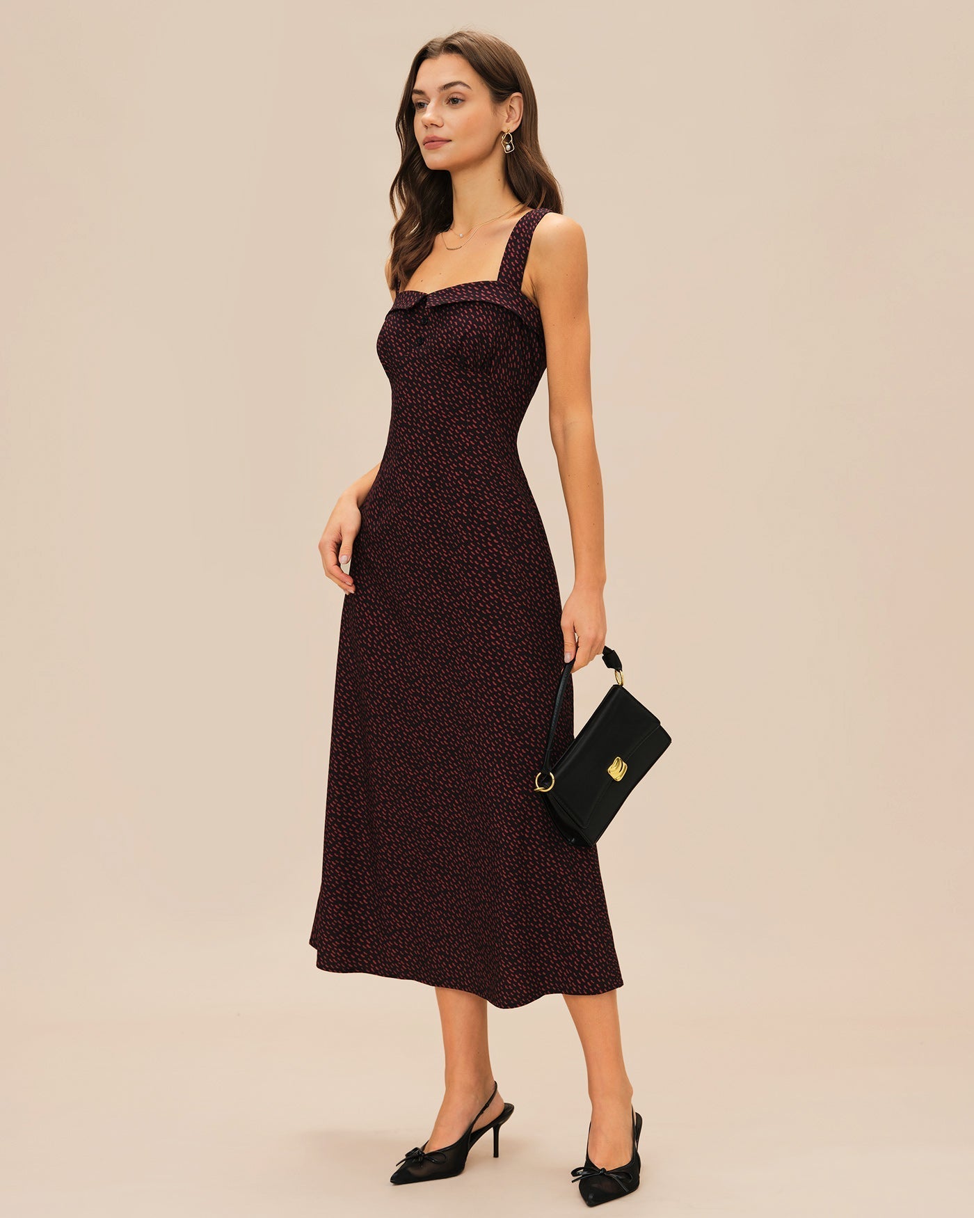 Vestido Midi Slip em Vinho