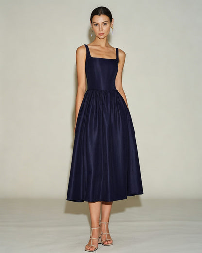 Vestido Slip Midi Evasê Azul