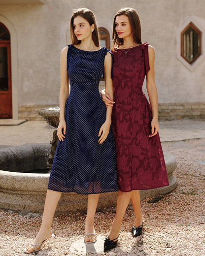 Vestido midi em chiffon jacquard vermelho