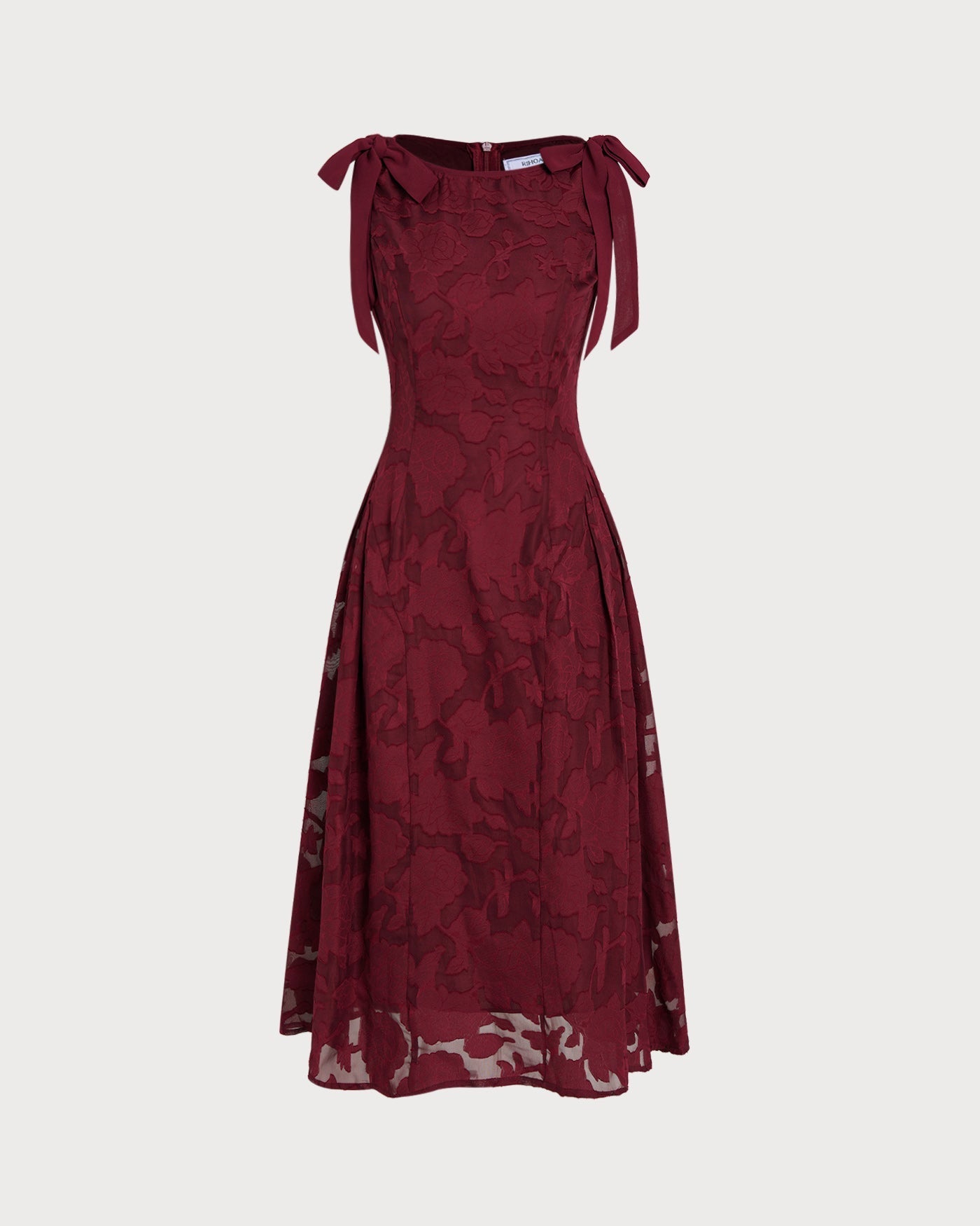 Vestido midi em chiffon jacquard vermelho
