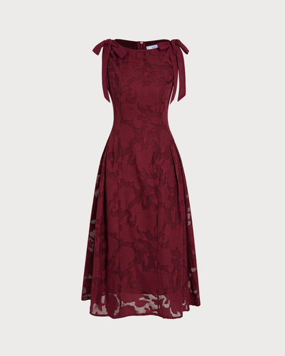 Vestido midi em chiffon jacquard vermelho