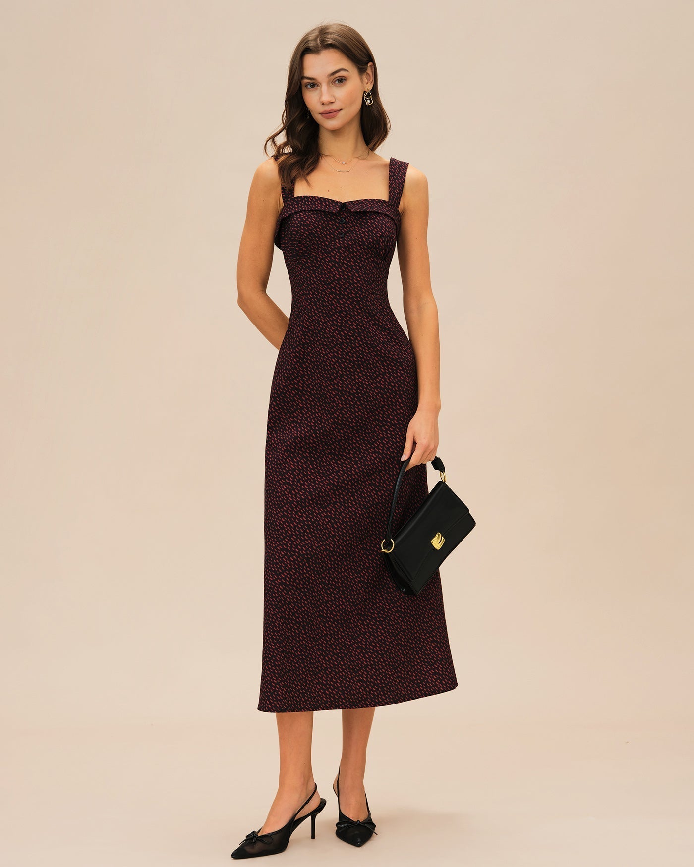 Vestido Midi Slip em Vinho