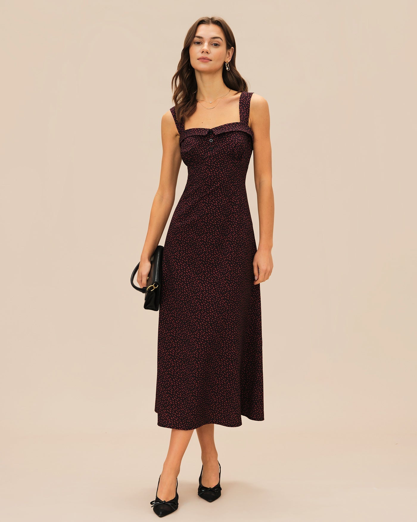 Vestido Midi Slip em Vinho