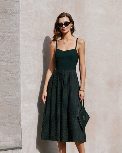 Vestido midi slip com decote coração — Preto