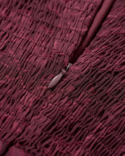 Vestido Midi Jacquard com Fenda - Vinho