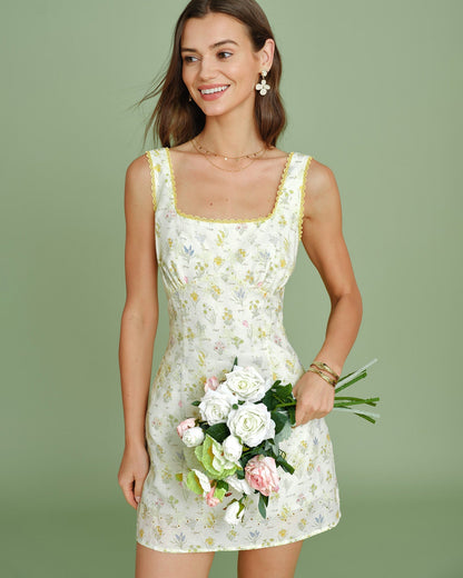 Vestido slip mini texturizado com estampa floral — Damasco