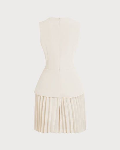 Vestido skater curto com decote redondo — damasco