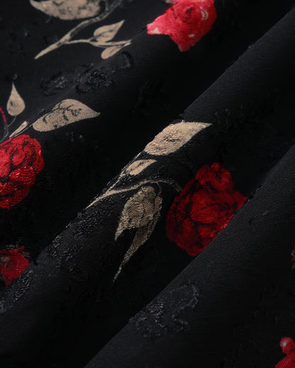 Vestido curto em jacquard com um ombro só, preto