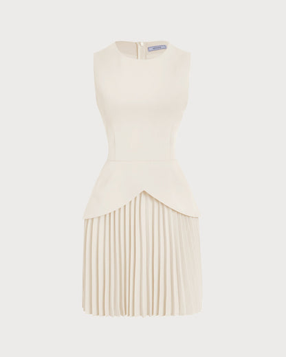 Vestido skater curto com decote redondo — damasco
