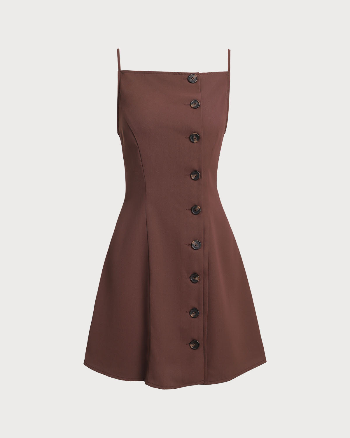 Mini vestido slip plissado com botões — Marrom