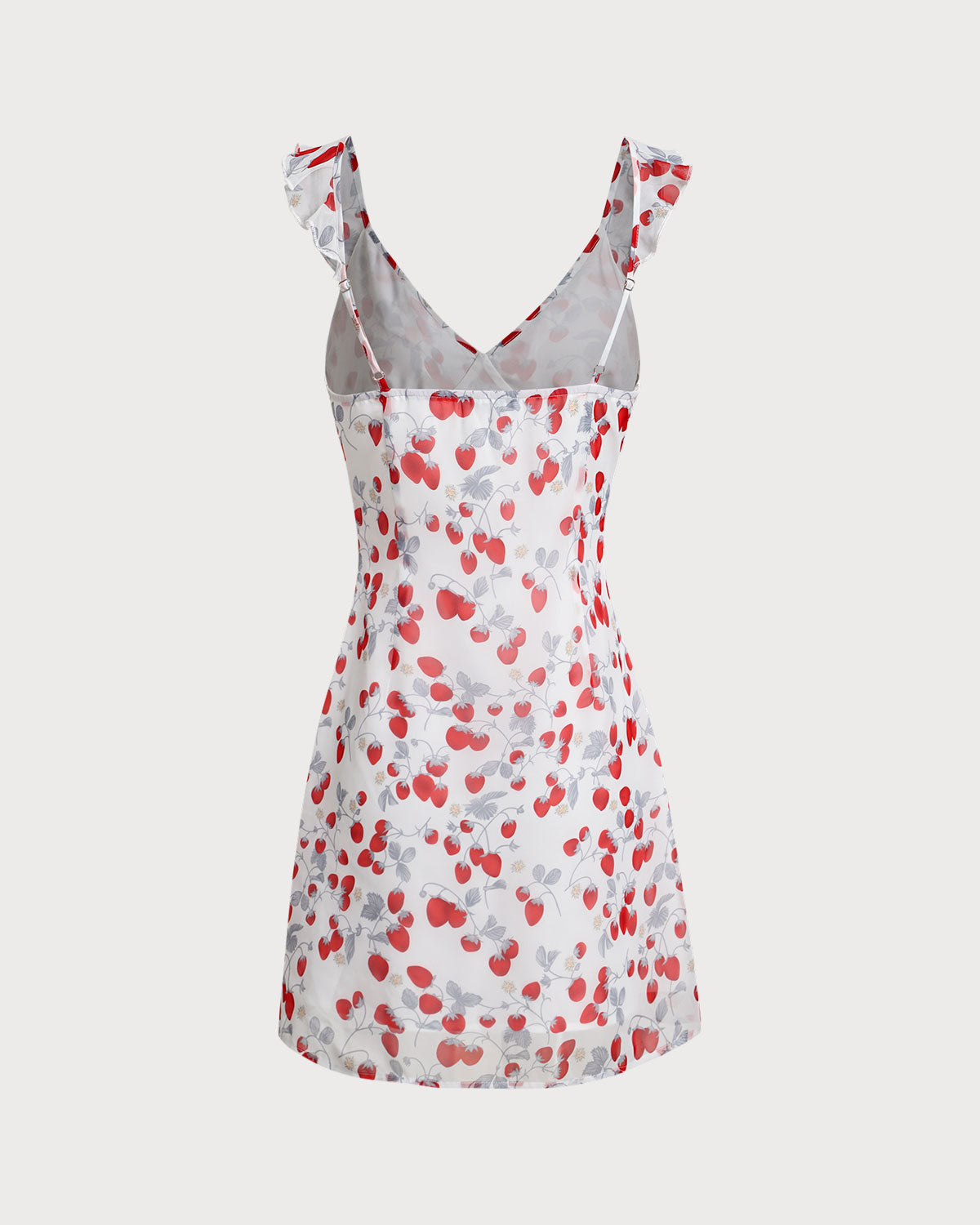 Vestido Curto Floral Branco com Decote V e Babados