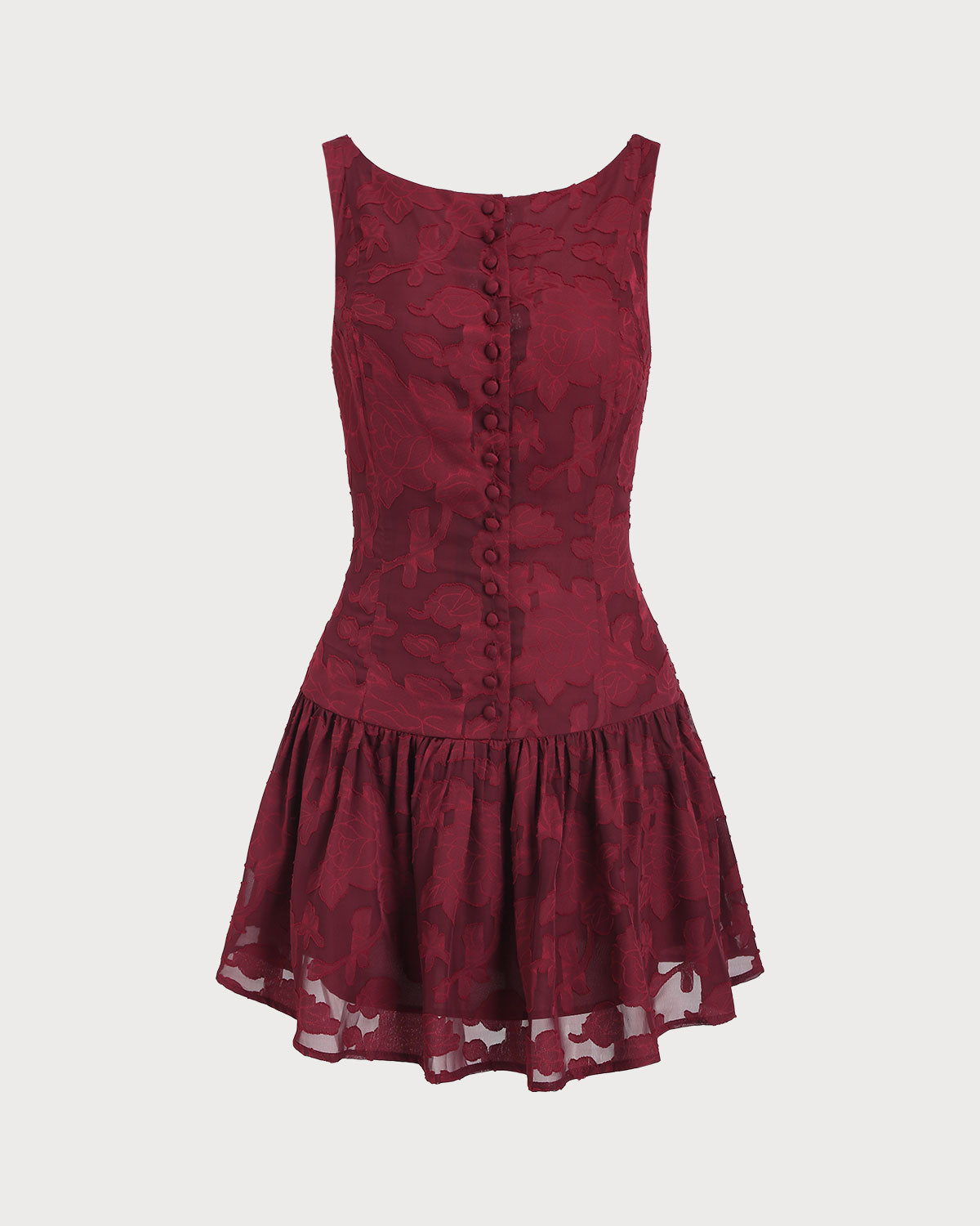 Vestido Mini Evasê em Jacquard Vermelho com Decote Canoa