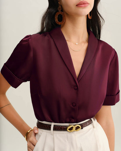 Blusa de Cetim Bordô