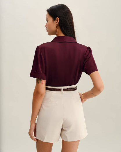 Blusa de Cetim Bordô