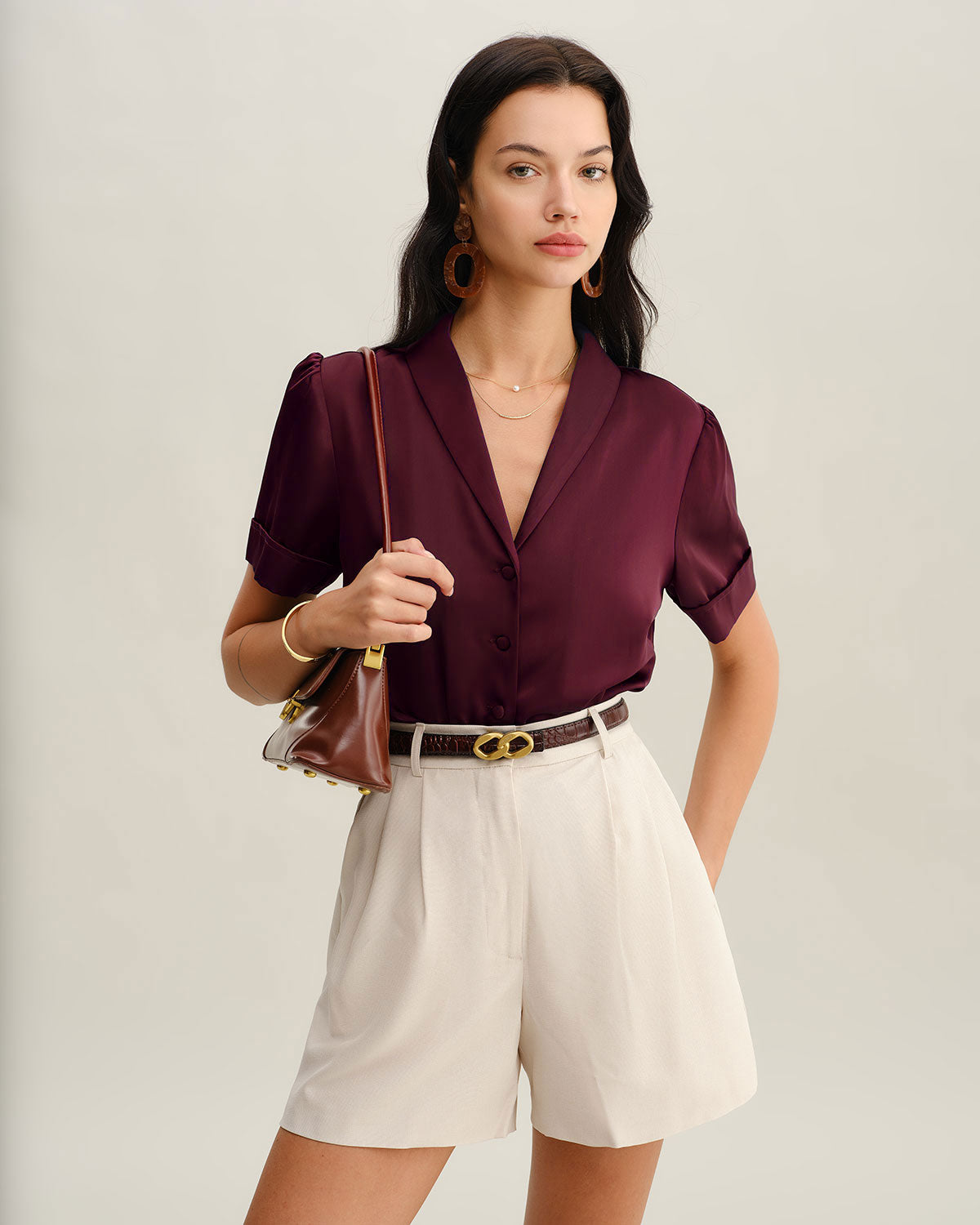 Blusa de Cetim Bordô