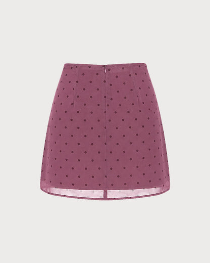 Mini-saia de chiffon roxa com poás