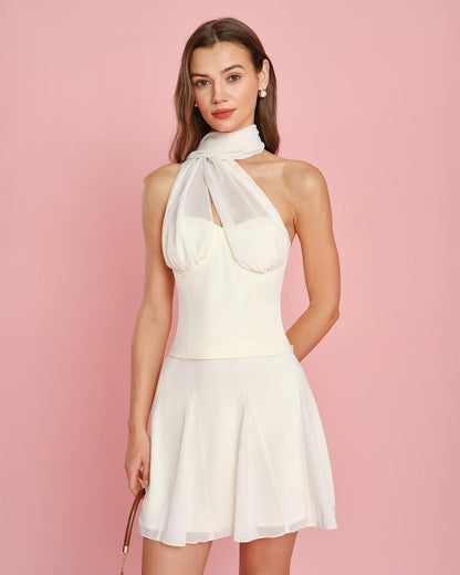 Minissaia lisa em chiffon — damasco