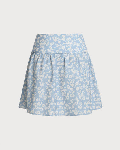 Minissaia evasê floral azul