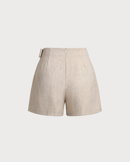 Saia-short evasê com franzido — Caqui