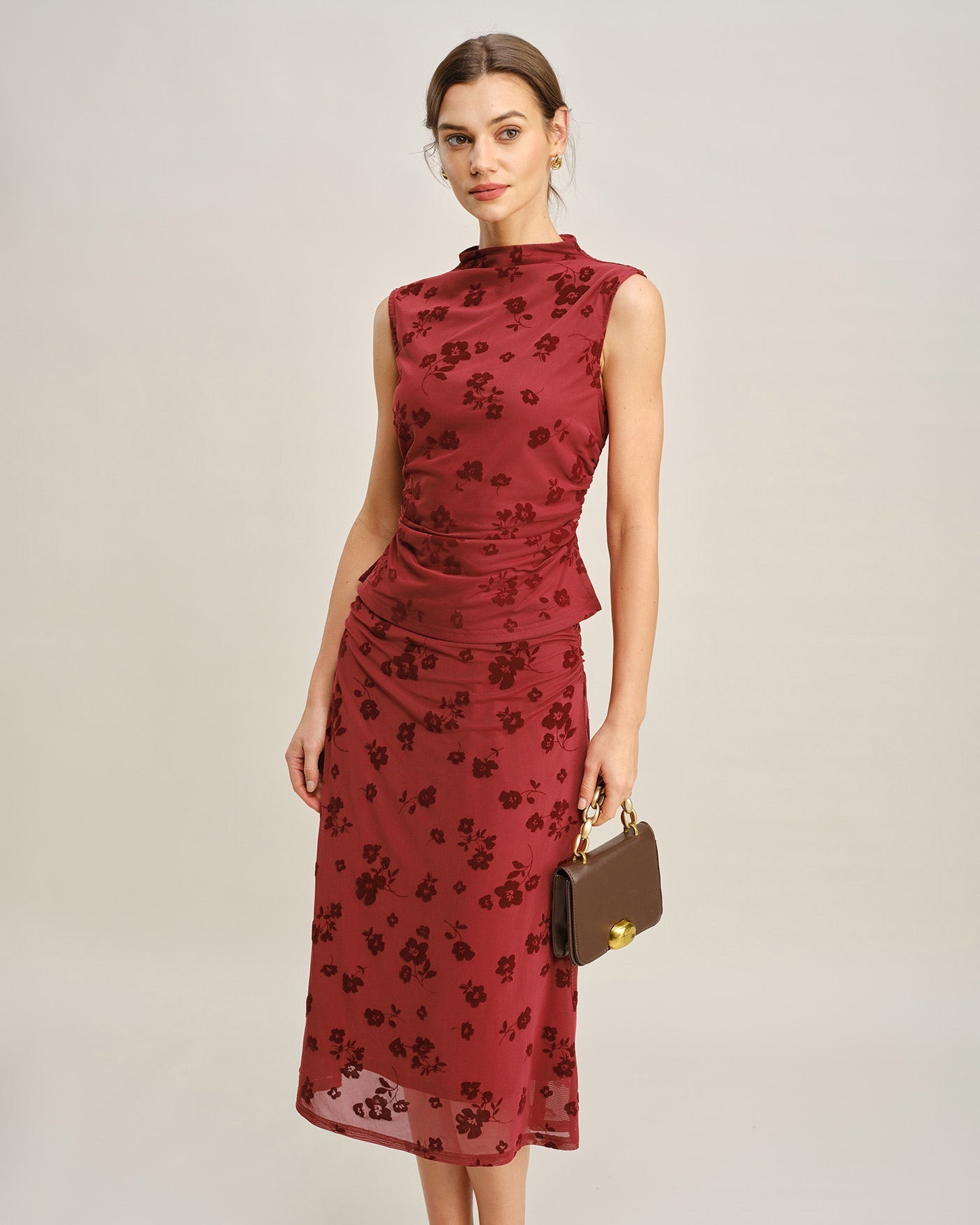 Regata Floral de Gola Alta — Vermelha