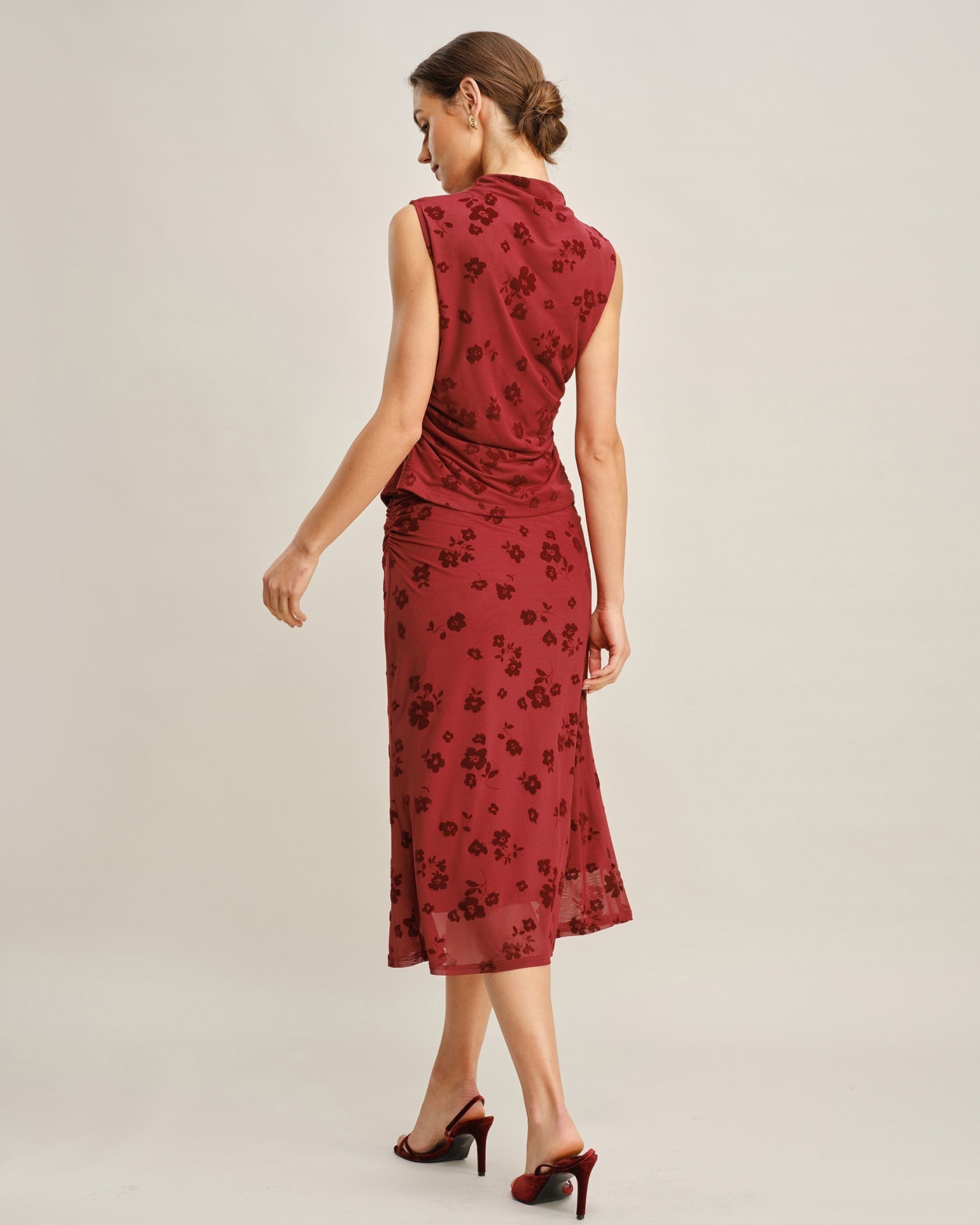 Regata Floral de Gola Alta — Vermelha