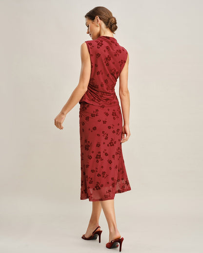 Regata Floral de Gola Alta — Vermelha