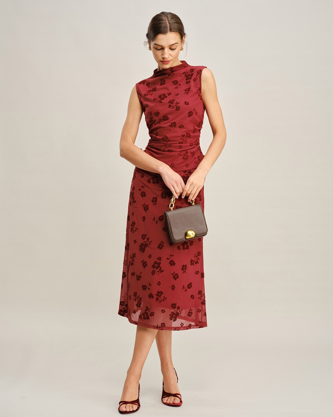 Regata Floral de Gola Alta — Vermelha