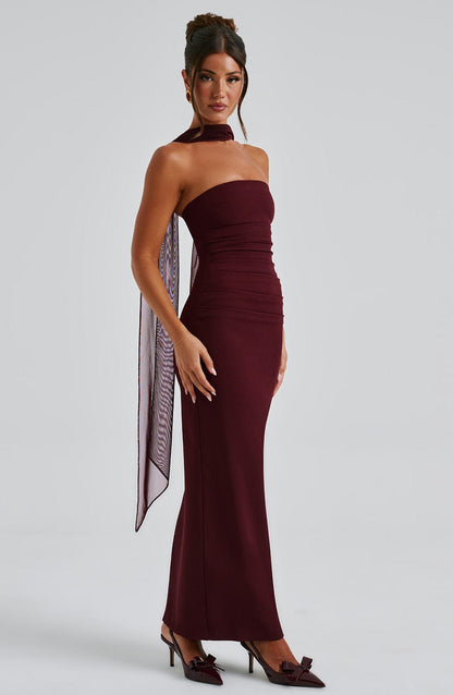 Yulia Vestido Longo - Laqueado Cereja